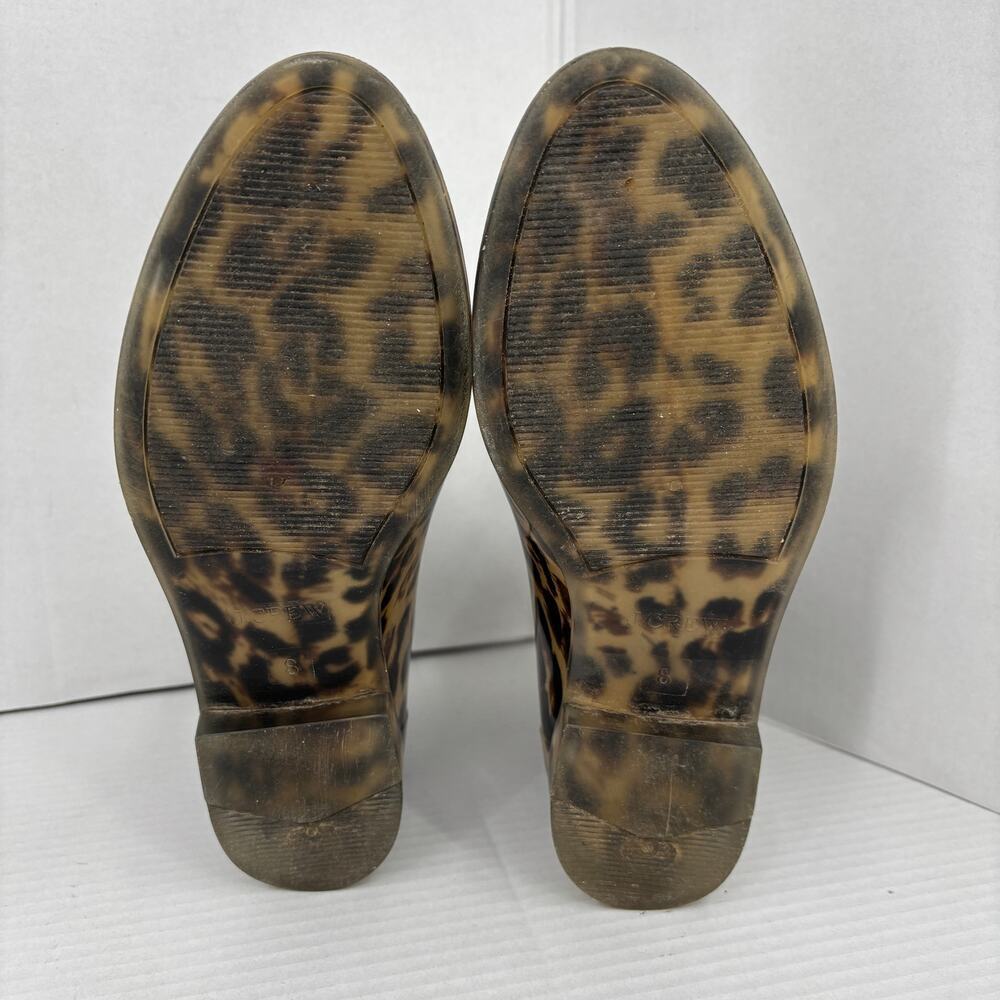 J Crew Rain Boots Size 8 Leopard Print Pull On Rubber Chelsea Waterproof Bootie - Picture 7 of 8